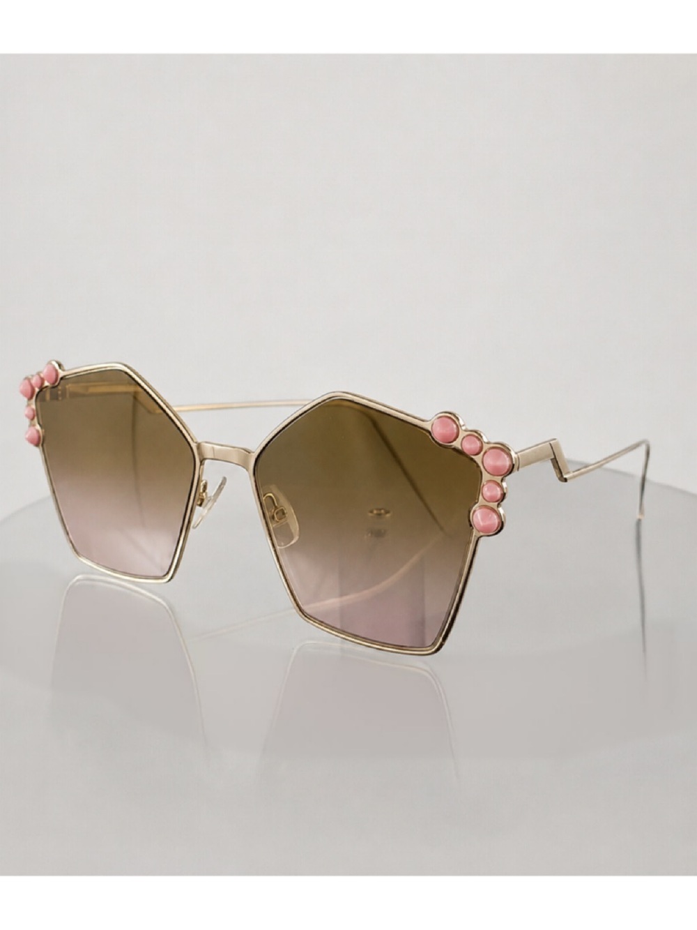 Fendi FF0261/S Brown pink Gradient Rose Gold Spike Can Eye Sunglasses